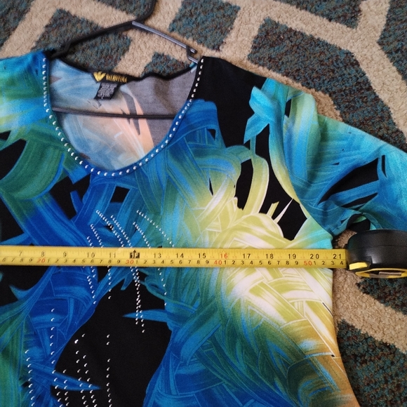 Valentina Blouse Jewel Tone Blue Green Gold Abstract Swirl Embellishments Large - Picture 7 of 8